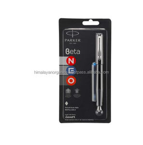 Stylo plume Parker Beta Neo Chrome Trim, ensemble de 3 pièces, corps noir avec 1 cartouche d'encre bleue, cadeau unique pour les employés - Product Image 1