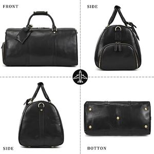 Genuine Full Grain Leather <b>Weekender</b> Duffle <b>Bag</b> <b>With</b> <b>Shoe</b> <b>Compartment</b> Travel Carry On - Product Image 2