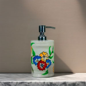 Juego de dispensador de lujo para baño Jabonera de lavabo pintada a mano - Product Image 4