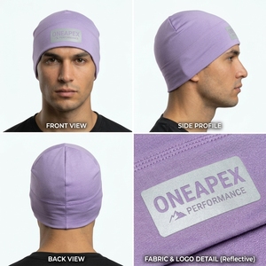 Bonnet tricoté violet pour homme, bonnet d'hiver à revers, unisexe, style streetwear, bonnet ajusté, logo personnalisé, vente en gros, accessoire de mode - Product Image 4