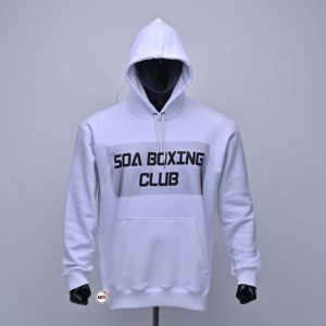 Sweat-shirt à capuche SOA Boxing Club pour homme, en coton blanc, décontracté, à manches longues, imprimé, avec poche avant, coupe classique, pour l'automne - Product Image 1