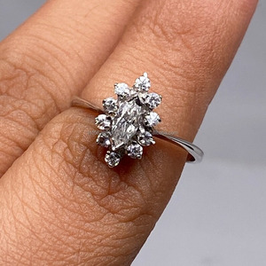 Anillo de compromiso de diamante cultivado en laboratorio de Estilo Vintage Marquesa de oro de 14 quilates, banda de fiesta de boda de diamante blanco de lujo para mujer, regalo fino - Product Image 5