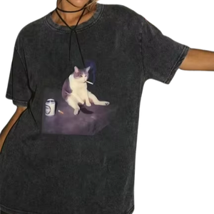 T-shirt personnalisé coupé et cousu, 100% coton, impression graphique, lavage à l'acide, vintage, grande taille, t-shirt oversize pour homme - Product Image 1