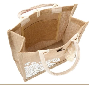 Bolsa de Yute de Gran Capacidad, Personalizable, con Cierre de Botón, Asa de Cuerda de Algodón, con Logotipo, para Compras, Estilo Moderno, Bangladesh - Product Image 3