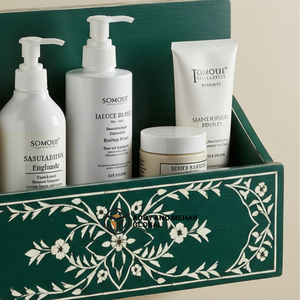 ชั้นวางของติดผนังห้องน้ำสีเขียว ทำด้วยมือ ตกแต่งด้วยไม้ลายดอกไม้ สำหรับจัดเก็บ - Product Image 4