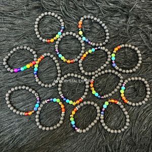 Top Quality Natural Black Lava Stone Seven Chakra <b>Bracelet</b> Adjustable Energy Balance <b>Bracelet</b> For Men and Women - Product Image 4