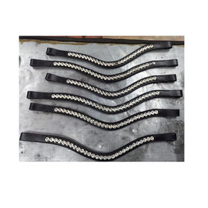 Bandas de brida de caballo de cuero suave de calidad superior con cristales de 10mm Equipo de caballo de calidad - Product Image 1
