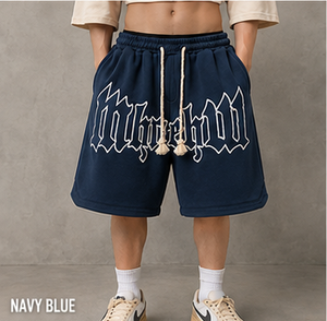 <b>Men's</b> Mocha <b>Brown</b> Cotton Bermuda <b>Shorts</b> With White Letter Print Drawstring Closure Mid Waist Casual Style - Product Image 3