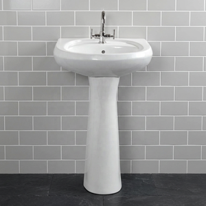 Latest Art Modern Antique Ceramic Wall Hung Wash Basin Half Pedestal Semi Washbasins Set Bathroom - Product Image 3