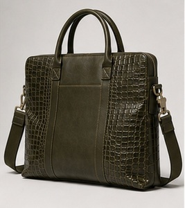 Sacoche pour ordinateur portable en cuir véritable de qualité supérieure, grand format, style vintage, pour hommes, motif alligator, sac messager professionnel, sac de travail extérieur - Product Image 4