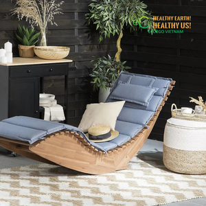 ECO2GO VIETNAM Juego de Tumbonas de Madera Ecológicas para Exteriores, Cojín Impermeable, Diseño Moderno y Plegable para Jardín, Hotel, Piscina - Product Image 5