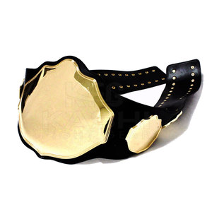 Placas Laterales de PU Negro con Diseño de Escudo Central en Blanco para Cinturón de Campeonato Profesional de Alta Calidad, No Tóxico, de 25 MM, Color Dorado Personalizado - Product Image 3