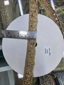 Rouleaux de dentelle brodée Zari métallique exquise de qualité supérieure, garniture de style traditionnel, pour vêtements de mariée ethniques et chaussures, écologiques et personnalisables - Product Image 2