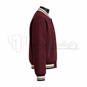 Chaqueta Universitaria Personalizada de Gamuza Borgoña, Chaqueta de Béisbol Premium Tipo Letterman, Fabricante de Marca Privada OEM - Product Image 5