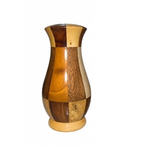 Vase à fleurs en bois artisanal avec base noire, vase décoratif en bois pour centre de table de salon, étagère de bureau à domicile - Product Image 5