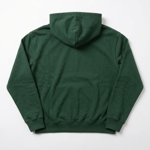 Veste à capuche zippée intégrale avec rivets cloutés, étiquette en toile, fermeture éclair vert émeraude, coupe décontractée, en tissu bouclé français épais, pour usage quotidien, automne - Product Image 3