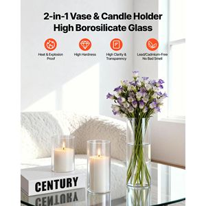 Set di 36 Portacandele Cilindrici Trasparenti, Vasi Alti in Vetro per Centrotavola, Candele a Colonna per Matrimoni ed Eventi - Product Image 3