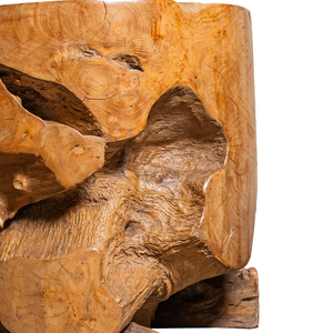 Ensemble de table en racine de teck rustique de luxe artisanal, tabourets en bois naturel, meubles de salon, villas, cafés, non pliable - Product Image 5