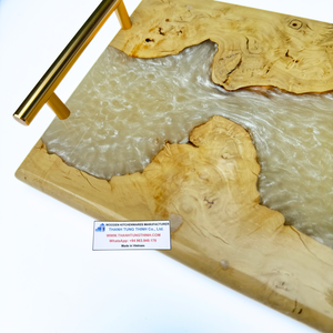 Plateau rectangulaire en bois avec poignée métallique, multi-formes, écologique, sans danger pour les aliments, compatible lave-vaisselle, fabriqué au Vietnam - Product Image 4