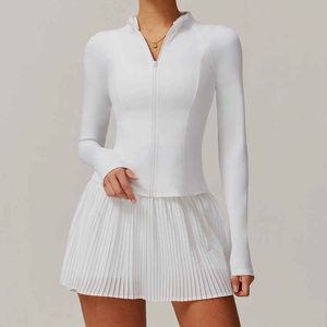 Conjunto Deportivo Casual Transpirable de 2 Piezas para Mujer, con Falda Midi de Cintura Alta y Camiseta Polo, Calidad Económica - Product Image 1