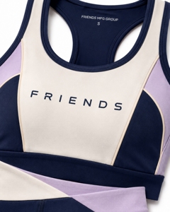 ชุดโยคะผู้หญิง 2 ชิ้น ยี่ห้อ FRIENDS MFG GROUP เสื้อชั้นในแบบ Racerback กางเกงเลกกิ้งเอวสูง ตัดต่อสีสันแบบคอนทราสต์ ขอบเย็บแบบเต็มตัว - Product Image 5