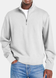 Winter Custom <b>Mens</b> New Solid Color Stand Collar Knit Pullover Sweater <b>Long</b> Sleeve <b>Men's</b> Half Zip Sweater - Product Image 5