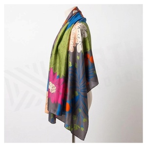 NORTH APPROACH Women's Square Silk Scarf Floral Print Elegant Multi-Functional Fashion Accessory All Seasons - Product Image 3