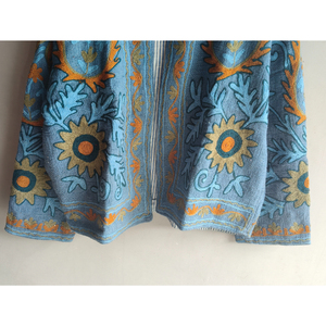 Hand Embroidered Quilted Stripe Floral Cotton Jacket V-neck Full Sleeve Covered <b>Button</b> Closure Spring Women's Outerwear Gift - Product Image 3