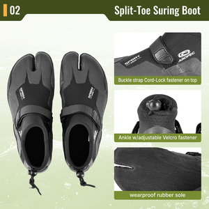 Bottes aquatiques AROPEC en néoprène 2 mm à bout fendu avec sangle à boucle, design unisexe coupe basse, logo personnalisé imprimé à l'écran - Product Image 3