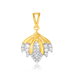 Yellow Gold Diamond Pendant With Round Brilliant Cut Lab Grown Diamonds Minimalist <b>Charm</b> For Everyday Wear Women's - Product Image 1