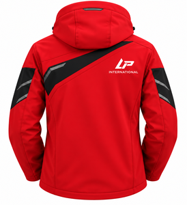Veste Softshell Décontractée d'Hiver pour Homme Rouge Imperméable Écologique Respirante Coupe-Vent Personnalisée avec Accents Noirs pour Randonnée OEM - Product Image 2