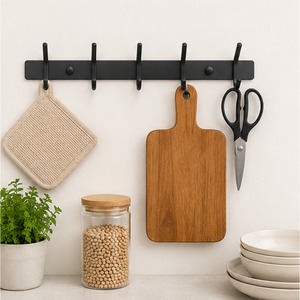 Support mural classique pour ustensiles de cuisine, gain de place, rail de rangement noir mat pour casseroles et poêles, pour l'organisation de la cuisine - Product Image 4