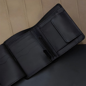 Genuine Cowhide <b>Leather</b> Bifold <b>Wallet</b> <b>Men</b> Luxury <b>Card</b> Holder Coin Pocket Zipper Purse Short Male Minimalist Business Wholesale - Product Image 3