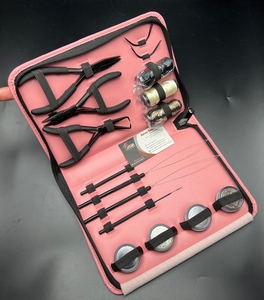 Professional Stainless Steel Hair Extension <b>Pliers</b> <b>Set</b>, Black Matte Custom Hair Extension Tools Kit with Micro Beads, Threads - Product Image 5