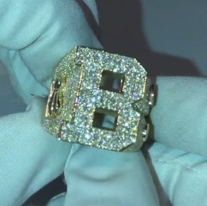 Custom Made 925 Silver Moissanite Diamond Letter B <b>Ring</b> <b>Iced</b> Out Hip Hop Statement Jewelry Luxury Fashion Gift for Men - Product Image 1