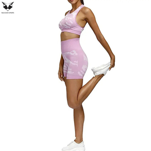 Conjunto deportivo de dos piezas personalizado al por mayor para mujer, ropa de gimnasio, sujetador y pantalones cortos para entrenamiento. - Product Image 2
