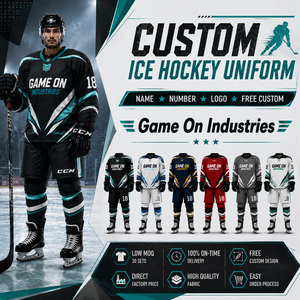 Maillot et pantalon de hockey sur glace respirants avec impression personnalisée du nom et du numéro de l'équipe, fournisseur OEM ODM, uniforme de hockey sur glace sublimé - Product Image 1