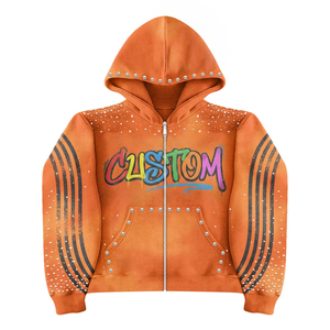 Men's Oversized <b>Tie</b>-<b>Dye</b> Hooded <b>Sweatshirt</b> Regular Fit Knitted Cotton Casual Autumn Streetwear Zip-Up Pocket Design Hoodies - Product Image 3
