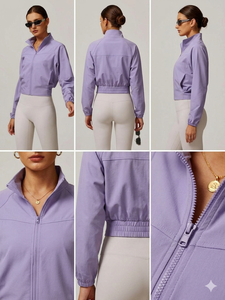 Veste de sport courte personnalisée haut de gamme pour femme – Ensemble coupe-vent athlétique léger et souple à fermeture éclair intégrale de qualité supérieure - Product Image 4