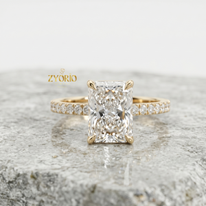 18K Gold Radiant Cut Moissanite Engagement <b>Ring</b> Luxury Pavé Solitaire Bridal <b>Ring</b> for Women - Product Image 1