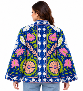 Chaqueta Bomber de Terciopelo Premium para Mujer, Tejida, con Bordado Floral, Cuello Alto, Transpirable, Invierno, Boutique, Venta al Por Mayor - Product Image 5