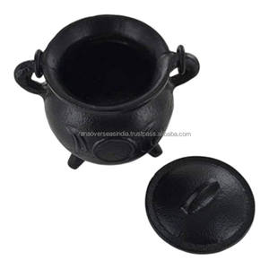 Caldero Decorativo de Hierro Fundido con Triple Luna, Tapa y Asa, Quemador de Incienso Vintage para Brujería, a un Excelente Precio al por Mayor - Product Image 1