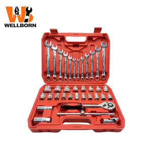 Jeu de douilles à cliquet de 37 pièces 1/2 pouce - Jeu de clés combinées avec embouts de perçage, kit d'outils manuels en acier CR-V pour la réparation automobile - Product Image 1