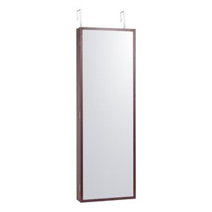 Armadietto per gioielli a specchio a LED con chiusura a parete o porta marrone chiudibile in 42,52 pollici - Product Image 1