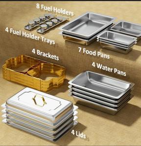 Juego de 2 calentadores de comida redondos de metal premium para buffet, al mejor precio. - Product Image 5