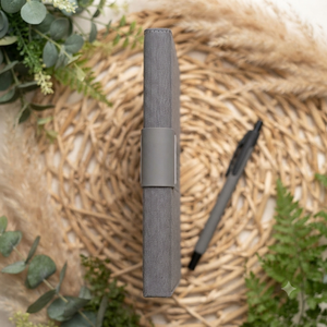 Aurelux Premium Grey PU Velvet Case Bound Diary Ballpoint Pen Gift <b>Set</b> UV Printing Foiling 80 GSM Screen Printing Professional - Product Image 5