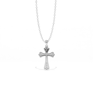 Pendentif croix en or plaqué 14 carats avec accents de diamants ronds, diamant cultivé en laboratoire Aarinya, bijoux religieux, cadeau unisexe - Product Image 4