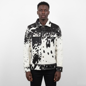 Chaqueta de Motociclista de Cuero Vacuno para Hombre, Cuello Camisero, Cierre de Cremallera, Estampado Animal, Ropa de Invierno, Corte Ajustado, Forro de Piel Sintética - Product Image 4