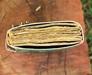 Carnet en cuir vintage d'art indien, couverture gaufrée Van Gogh Fleur d'Amandier, fait main, bords festonnés, mini-carnet marron foncé noir - Product Image 4