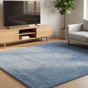 Alfombra de Lana Azul Cielo, Moderna, Geométrica, Hecha a Mano, Antideslizante, Suave, Gruesa y Acolchada, para Entrada y Decoración del Hogar - Product Image 3